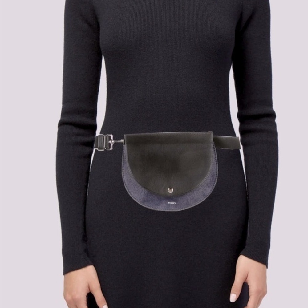Theory Post Saddle Leather and Denim Waist/Hip/Belt Bag
